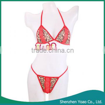 Cheap Sexy Bikini Suit Red Lace + Leopard Print