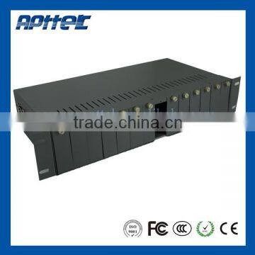 Single/Dual power supply 16 port media converter chassis