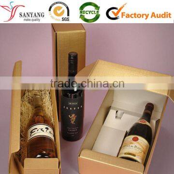 Flat packing paper holder inside golden lamination foldable paperboard wine box