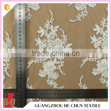 HC-5612-1 Hechun Bead Hand Embroidery Designs Woven Bridal Lace Fabric for Woman Dress photo-5
