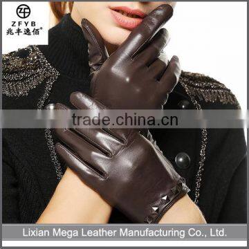 2016 new style Lady short leather Gloves Factory