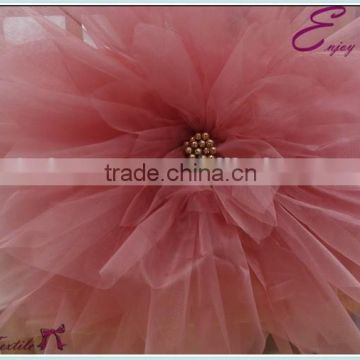 YHC#102 coral handmade artificial flower-polyester banquet wedding chair cover table cloth                        
                                                Quality Choice