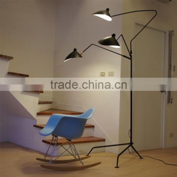 Modern Classic Designer Control Brand Serge Mouille Three-Arm Rotating Floor Lamp