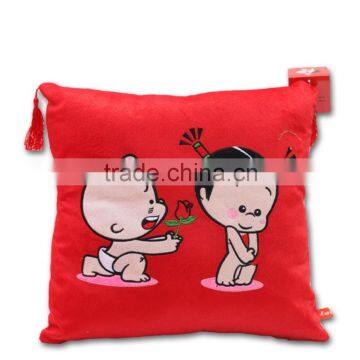 hot sale 100% cotton lovely cartoon baby printed soft decorative cushion for wedding