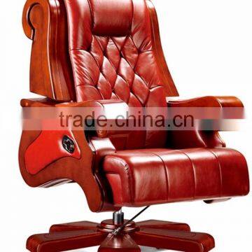 Royal recliner PU leather office chair with wooden base for CEO and manager (FOH-A05)