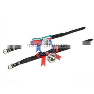 Dogs Puppy Cat Adjustable PU Leather Pet Collar With Bell Bowknot Neck Strap photo-6