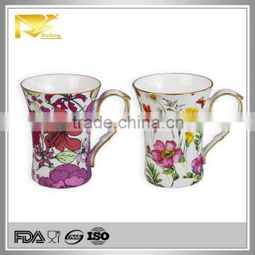 Drinkware gold rim wholesale mother's day mug, 500ml mug, eco ware white porcelain coffee mug