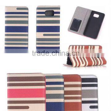 Stripe Wallet Leather Case for Samsung S6 Edge