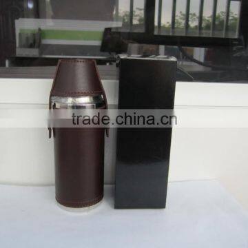 Cylindrical Shape and Suture and Leather Wrapped Bottle and 2 Glasses photo-3