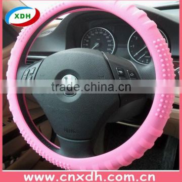 Soft 14 inch pink silicone car steering wheel cover