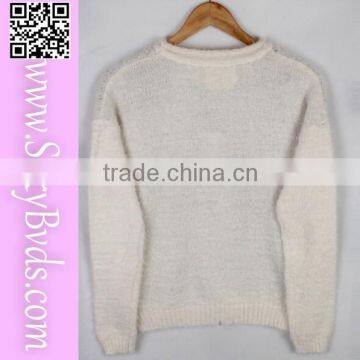 White Snowflake Christmas Knitted Sweater With Deer photo-2