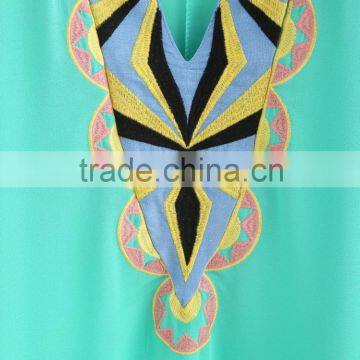 2016 Fashion Design Embroidery Lace Trimming Chiffon Casual Kaftan Top, Beach Kaftan SY1604 photo-3