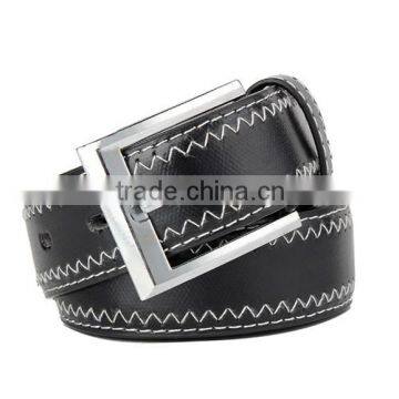 Wholsale Black Color Sewing Mans Belt PU Material Belt