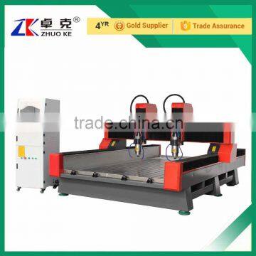 Double Heads Stone CNC Engraving Machine ZK-1325 With 200MM Z-Axis Of PCI NcStudio Controller