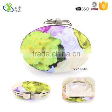 2015 floral PU printed egg shape women wedding bag