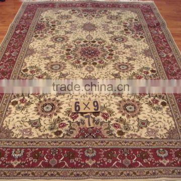 handmade wool & silk carpet light color belgium iranian silk carpet factory in guangzhou persian design