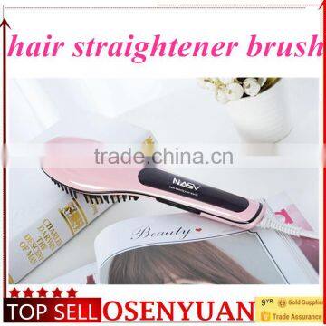 cheapest beauty star NASV hair brush original hair straightening comb digital electric hair straightener brush with lcd display