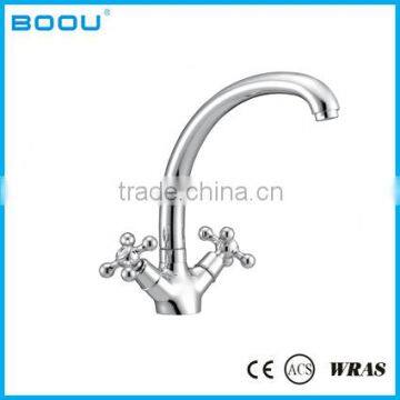 Modern Double Cross Handle Kitchen Faucet