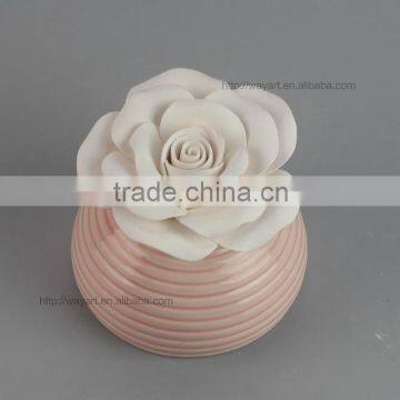 BSCI SEDEX Audit Nice Design Hand-made Ceramic Flower Oil Diffuser For Promotion photo-3