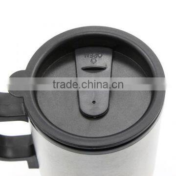 12V 450ml Stainless Steel Car Heated Cup Electronic Thermal Travel Mug Insulation Silver photo-5