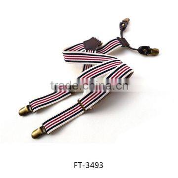 Popular Kids 20mm Stripe Suspender With Clip and Button End With Strap