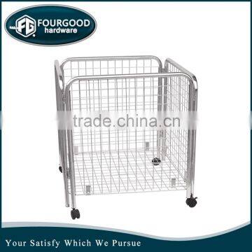 Top quality stainless steel wire mesh basket with wheels