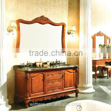 I Shaped Polish Solid Wood Bathroom Vanity in Dark Brown WTS210 photo-4