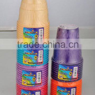 C098288,9oz(270ml) PS disposable plastic color cheap cup (Polybag packed with a paper label)