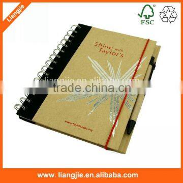 Environmental Spiral Notebook with Sticky Notepad Strips and Ball Pen for Gifts and Promotions