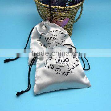 Custom Satin Logo Printing Silk Jewelry Bag Silk Drawstring Bag for Hair Packing