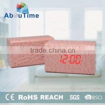 2016 New PU Wooden Led Digital Alarm Clock photo-3