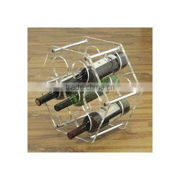 Clear Acrylic Wine Display Stand For 7 Bottles
