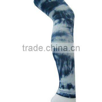 Ladies' fashion dark blue tie dyed leggings