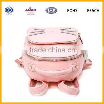 Latest Trend Cat Design Waterproof PU Leather Girls Backpack Leisure Bag photo-2