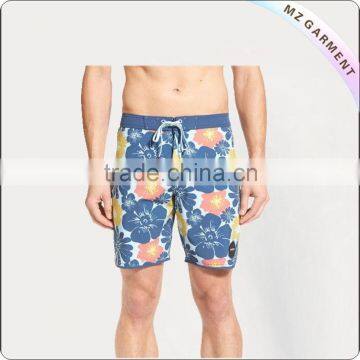 Orange floral 100% polyester cargo shorts