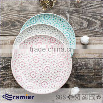 Ceramic stoneware 7.5'' plate with handpainted flowers