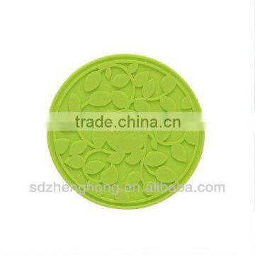 Eco Life Round Shaped Silicone Leaf Pattern Cup Coaster