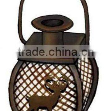 Vintage Brass Metal Glass Tea Light Candle Holder Hanging Carry Lantern Wrought Iron Handmade Crafts Wholesale