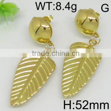 Favorite gold color leaf shape earring