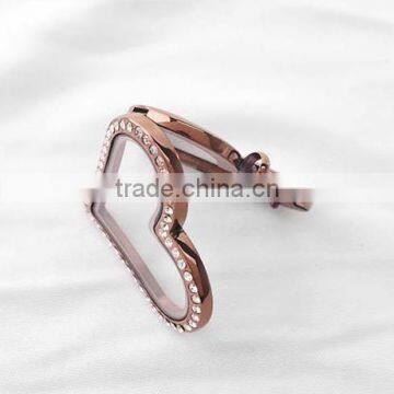 Wholesale Fashion Newest Metal Heart Pendant Lockets Heart Charms Lockets Memory Magnet Crystal Lockets