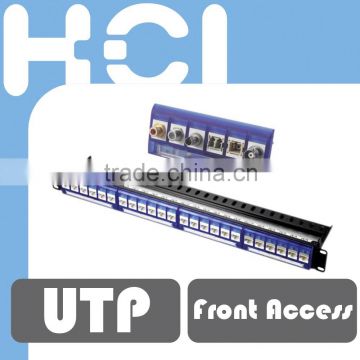 1U 24 Port Front Access Snap-In Type Empty Patch Panel for Cat6A / Cat6