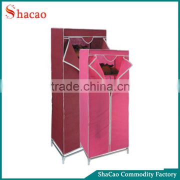 Pink Non Woven Fabric Cloth Closet Portable Warbrobe