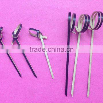 Eco-friendly Fruit Dessert Picks Bamboo Knotted Skewers for Wholesale