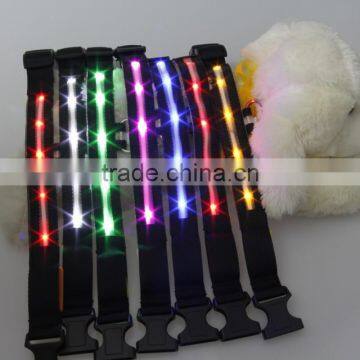 Black webbing glowing in dark waterproof led dog collars