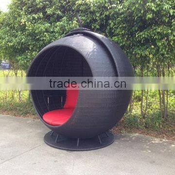 Special Design Rattan Furniture Rotatable Black Apple Sunbed photo-3