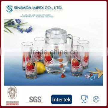 Glass 7pcs Water Set With Fruit Designs
