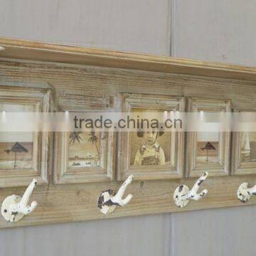 2016 Shabby Chic Wooden Shelf With Frames With Hooks photo-4