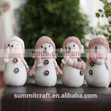 3" Miniature Glittered resin Chinese Christmas Snowman Figurines