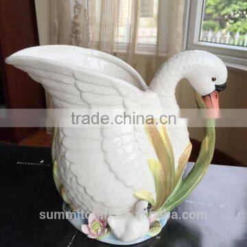 Ceramic Flower Vase Decoration White Swan Vase photo-2