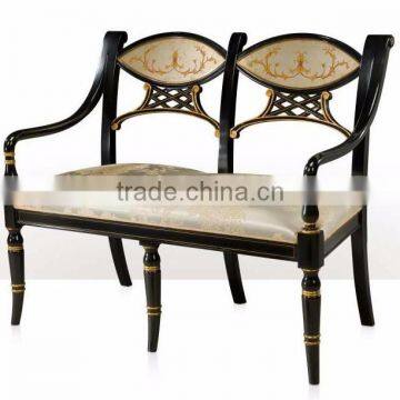 Finely Hand Carved Elegant Royal English Style Settee With Chinoiserie Painting, Exquisite Handmade Loveseat Sofa BF12-04104a photo-2